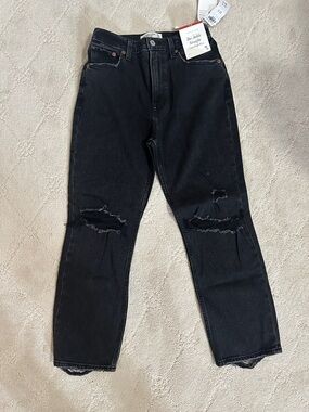 Abercrombie & Fitch Black Straight-Leg Distressed Jeans